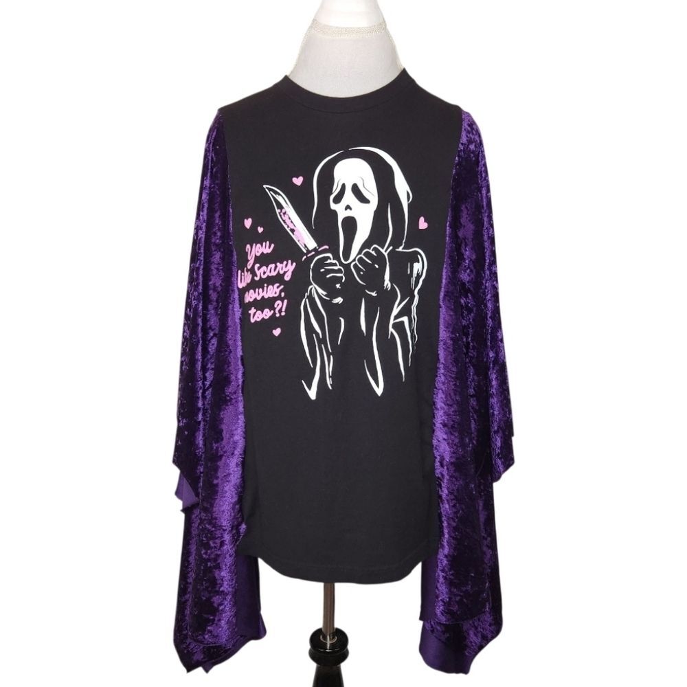 Boneyard Threadz Ghost Face "Do You Like Scary Movies, Too?" Upcycled Top O/S